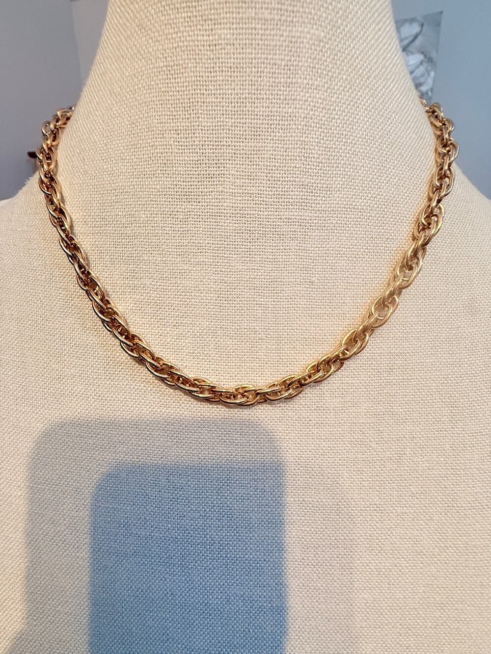 Essence Gold Tone Double Link Chain Necklace 17”